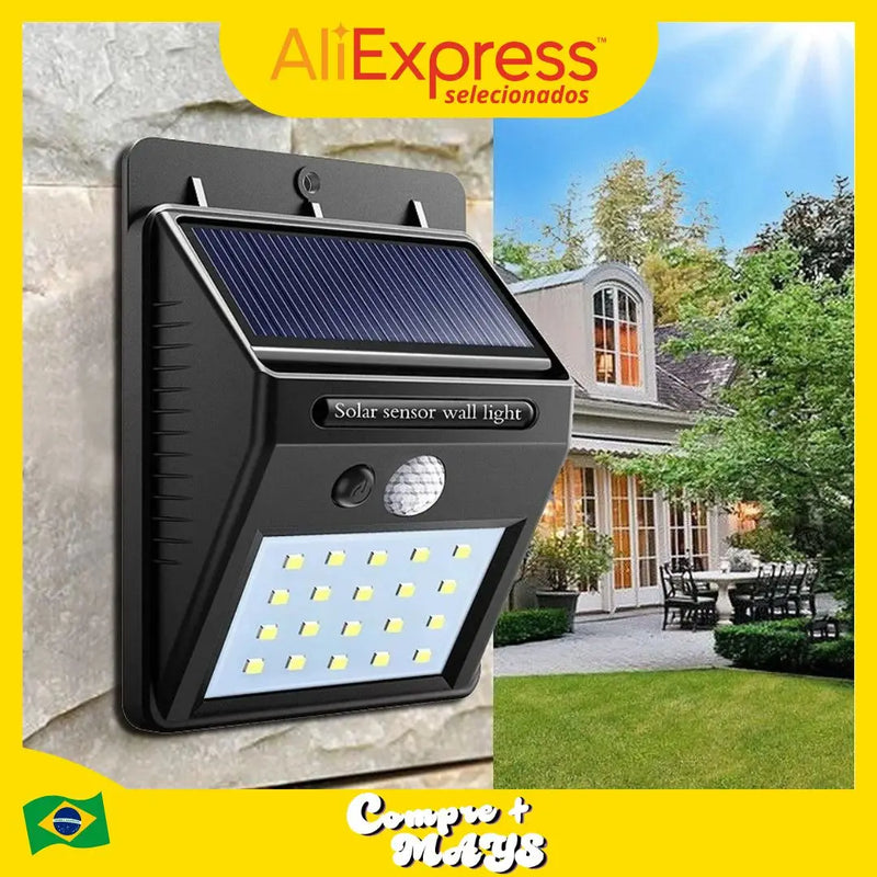 Luminária Solar com Sensor Automático de Presença 20LED